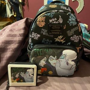 Loungefly Villains Mini backpack and Matching Wallet